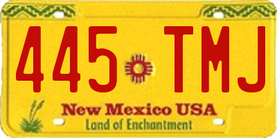 NM license plate 445TMJ