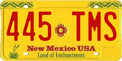 NM license plate 445TMS