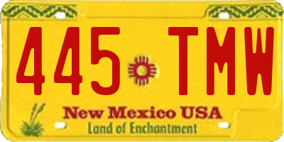 NM license plate 445TMW