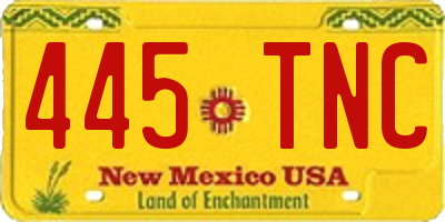 NM license plate 445TNC