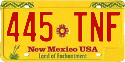 NM license plate 445TNF