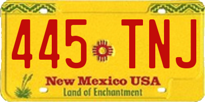 NM license plate 445TNJ