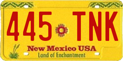 NM license plate 445TNK