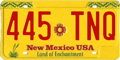 NM license plate 445TNQ