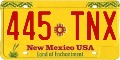 NM license plate 445TNX