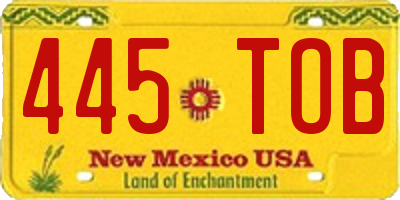 NM license plate 445TOB