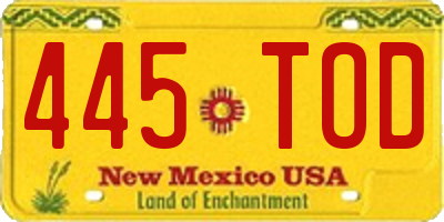 NM license plate 445TOD