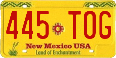 NM license plate 445TOG