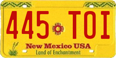 NM license plate 445TOI