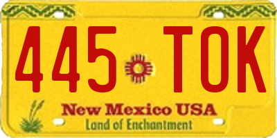 NM license plate 445TOK