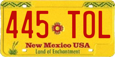 NM license plate 445TOL