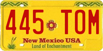NM license plate 445TOM