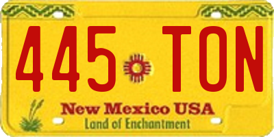 NM license plate 445TON