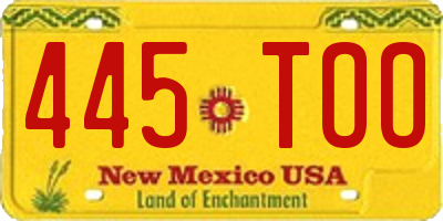 NM license plate 445TOO