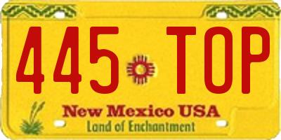 NM license plate 445TOP