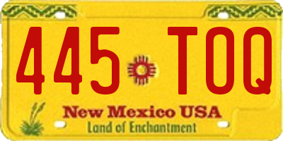 NM license plate 445TOQ