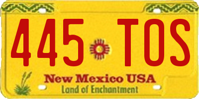 NM license plate 445TOS