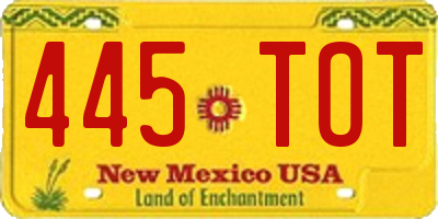 NM license plate 445TOT