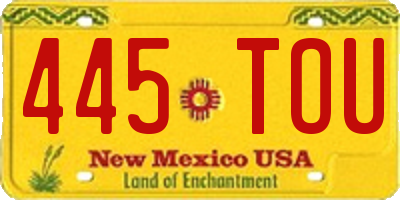 NM license plate 445TOU