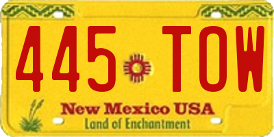 NM license plate 445TOW