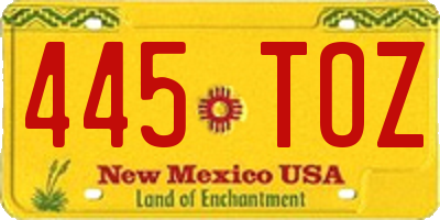 NM license plate 445TOZ