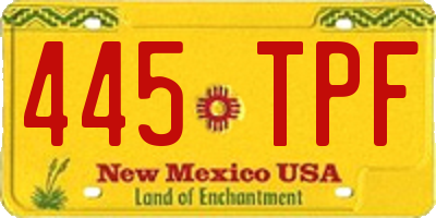 NM license plate 445TPF