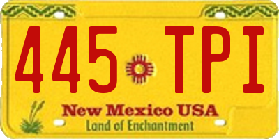 NM license plate 445TPI