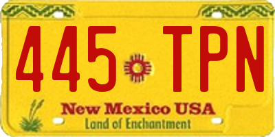 NM license plate 445TPN