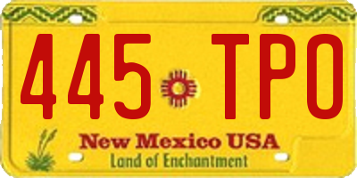 NM license plate 445TPO