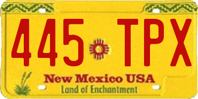 NM license plate 445TPX