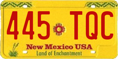 NM license plate 445TQC
