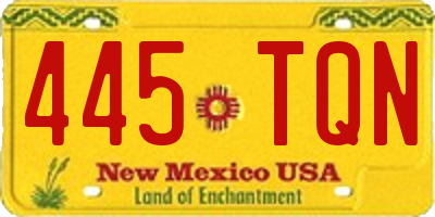 NM license plate 445TQN