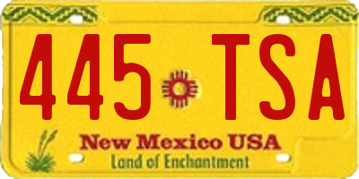 NM license plate 445TSA