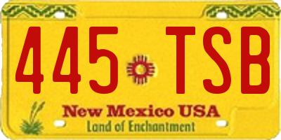 NM license plate 445TSB