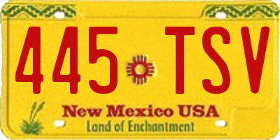 NM license plate 445TSV
