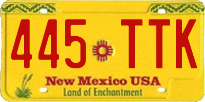 NM license plate 445TTK