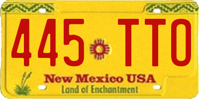 NM license plate 445TTO