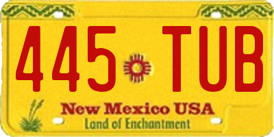NM license plate 445TUB