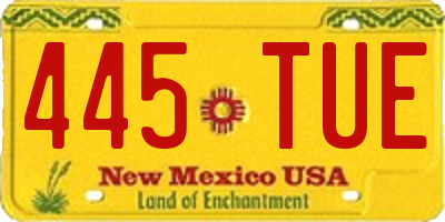 NM license plate 445TUE
