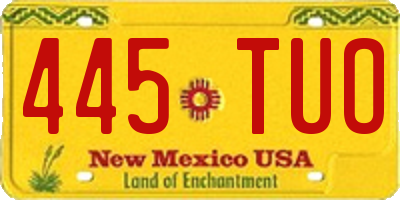 NM license plate 445TUO
