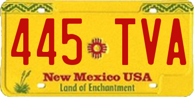 NM license plate 445TVA