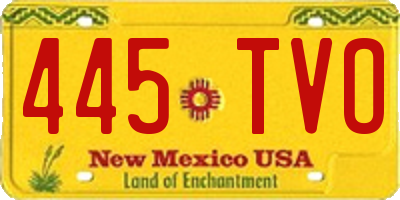 NM license plate 445TVO