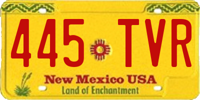 NM license plate 445TVR