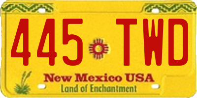 NM license plate 445TWD