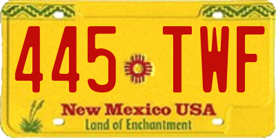 NM license plate 445TWF