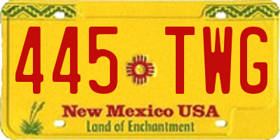 NM license plate 445TWG