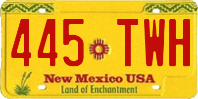 NM license plate 445TWH