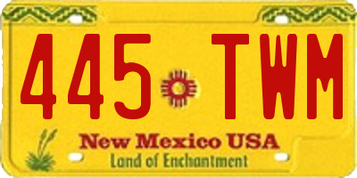 NM license plate 445TWM