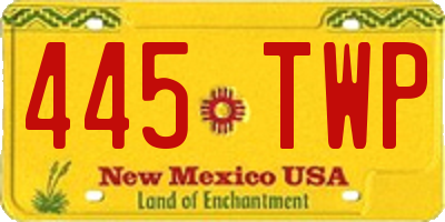 NM license plate 445TWP