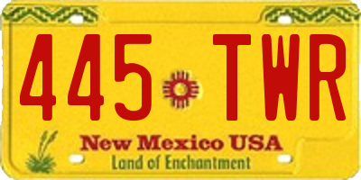 NM license plate 445TWR